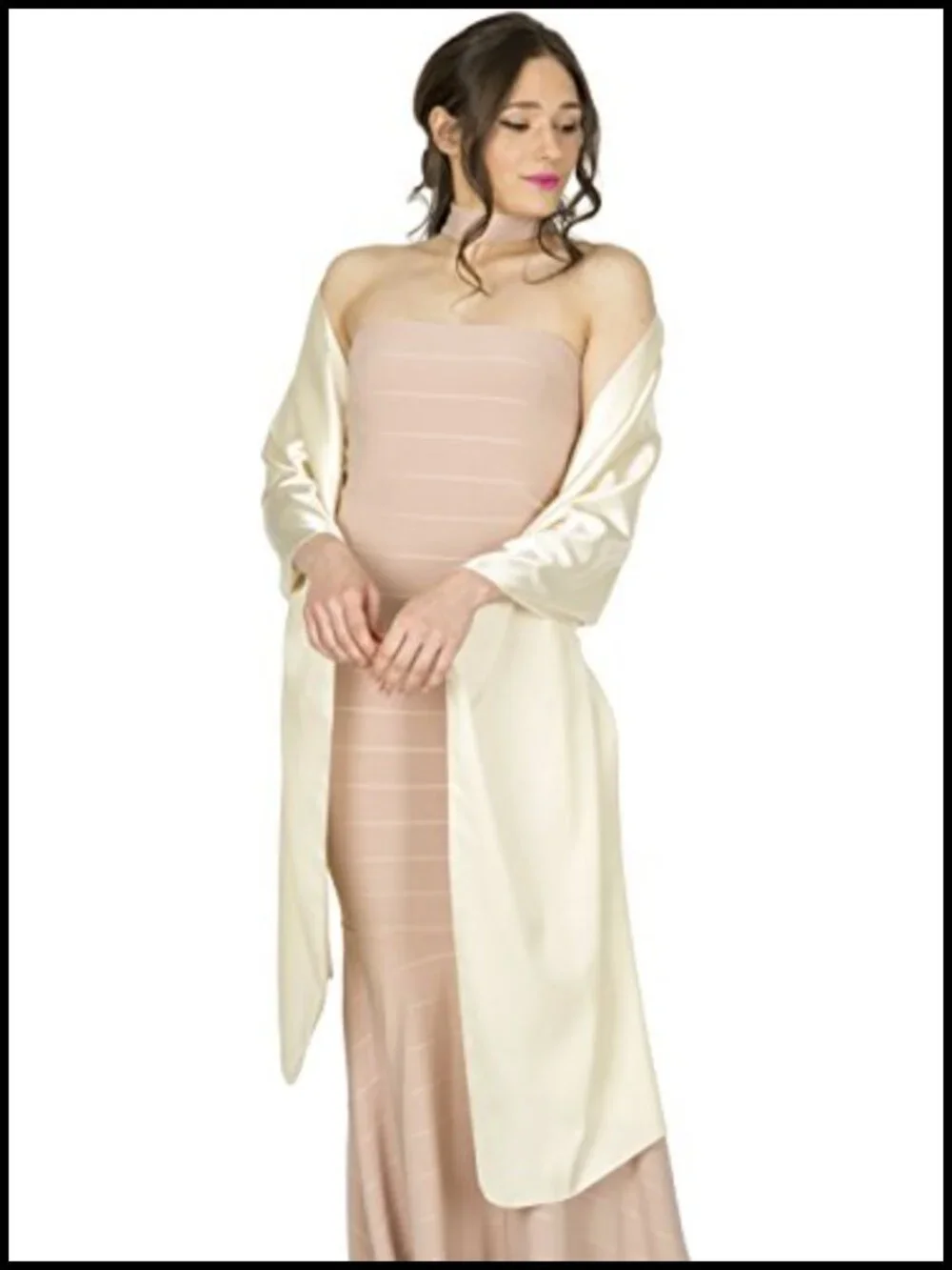 Satin Evening Shawl Wrap, Wedding Bridal, Prom, One Size, Lightweight